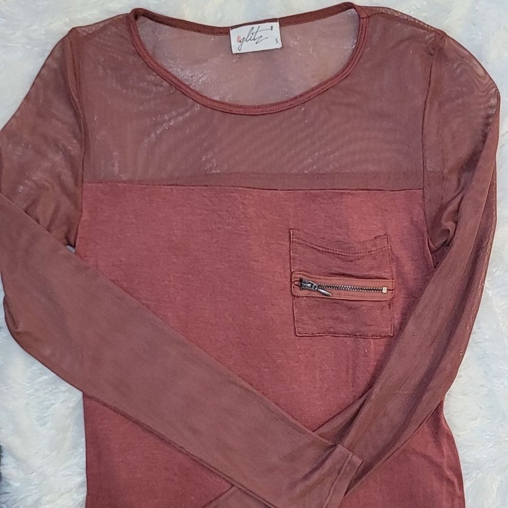 Mesh long sleeve shirt